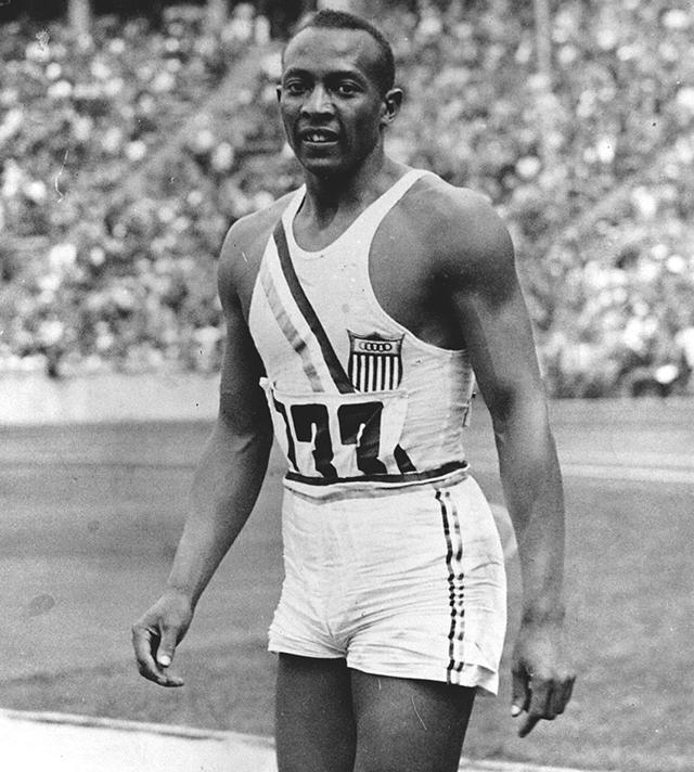 August 1936: American athlete Jesse Owens (1913 - 1980) the greatest sprinter of his generation. At the 1936 Olympic Games in Berlin he won 4 gold medals. In 1976 he was awarded the Presidential Medal of Freedom. (Photo by Fox Photos/Getty Images)